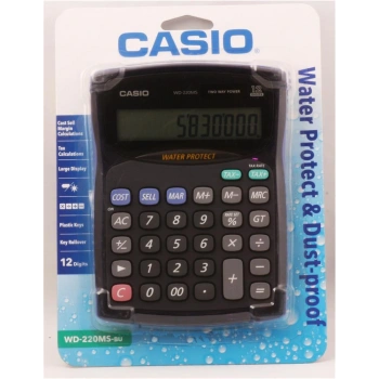 Casio WD-220MS-BU 12 Hane Suya-Toza Dayanıklı Masa Üstü Hesap Makinesi