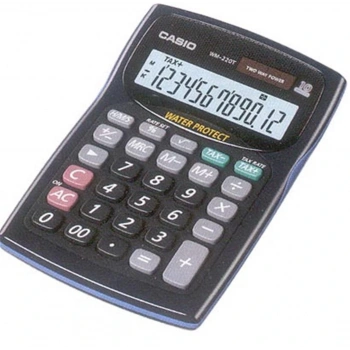 Casio WM-220MS-BU 12 Hane Mavi Suya-Toza Dayanıklı Masa Üstü Hesap Makinesi