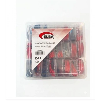 Elba CP-01 Şeffaf Kutulu Usb To Type-c Renkli(Kırmızı,Lacivert,Beyaz,Gri,Bordo)24lü Şarj Kablosu