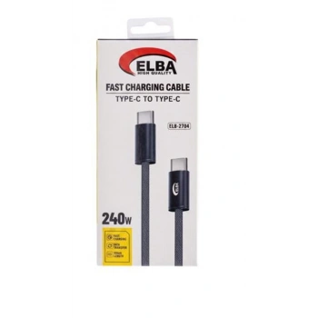 Elba ELB-2704 240w Type-c To Type-c 1mt Örgülü Desenli  Şarj Kablosu 480Mps  Hızlı Şarj