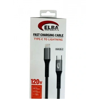 Elba Elb120-2 120w   Type-c To Lightning 1Mt Siyah Örgülü  Şarj Kablosu (( Data Veri )