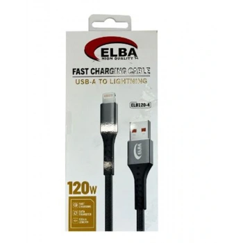 Elba Elb120-4 120w   Lightning To Usb 1Mt Siyah Örgülü  Şarj Kablosu ( Data Veri )