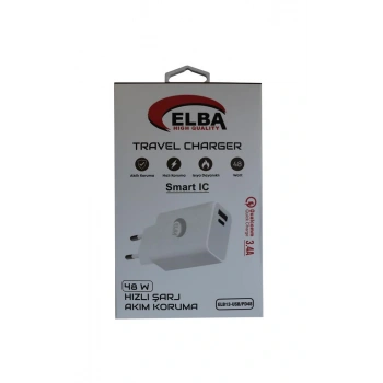 Elba ELB13 Elb-48w 3.4A USB-Pd48 (Usb+Type-C) Akıllı Koruma- Isıya Dayanklı Hızlı Şarj Ev Şarj Kafa