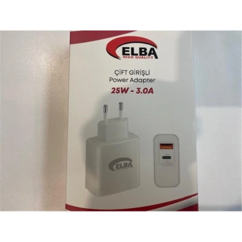 Elba ELB15 25W 3.0A Usb-A To Usb-C Çift Girişli Hızlı Şarj Akım Koruma Isıya Dayanıklı EV Şarj Kafa