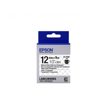 Epson LK-4TBN Şeffaf Üzeri Siyah 12mm 9Metre Etiket