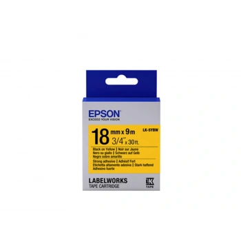 Epson LK-5YBW Güçlü Yapışkanlı Sarı Üzeri Siyah 18mm 9Metre Etiket