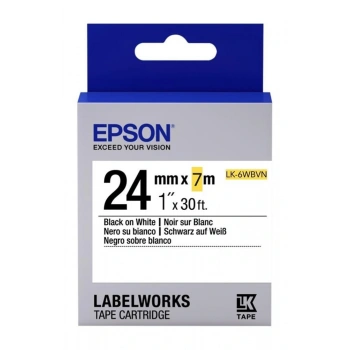 Epson LK-6WBVN Vinil Beyaz Üzeri Siyah 24mm 7Metre Etiket