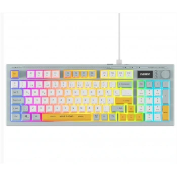 Everest KB-79 SILENT PRO Mavi-Beyaz-Sarı SESSİZ RGB Q Membrane Oyuncu Klavyesi