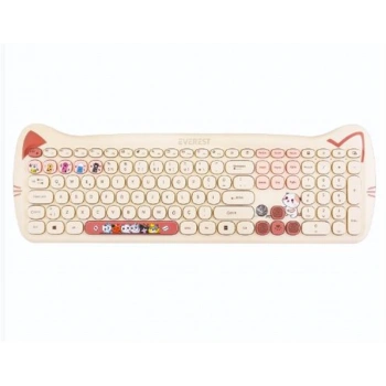 Everest KM-6283 CATTY Renkli Tuşlu Sarı Kablosuz 2.4 + BT Q Multimedia Klavye + Mouse + Pad Set