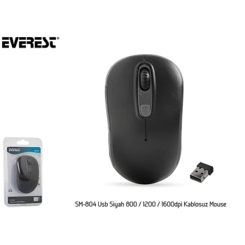 Everest SM-804 Usb Siyah 800-1200-1600dpi Kablosuz Mouse