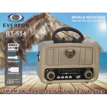 Everton Rt-554  Bluetooth Fm-Usb-Tf-Aux Şarjlı Nostaljik Radyo