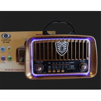 Everton RT-688 Bluetooth Usb-Micro Sd Solarlı Saatli Nostaljik Radyo