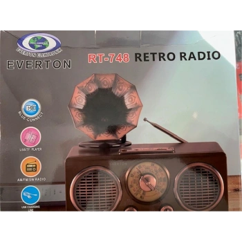 Everton Rt-748  Bluetooth Fm-Usb-Tf-Aux  Şarjlı Nostaljik Radyo