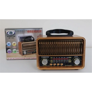 Everton Rt-751 -Fm-Am-Sw-Usb-Tf Card-Aux Nostaljik Radyo Solar (Güneş Paneli)