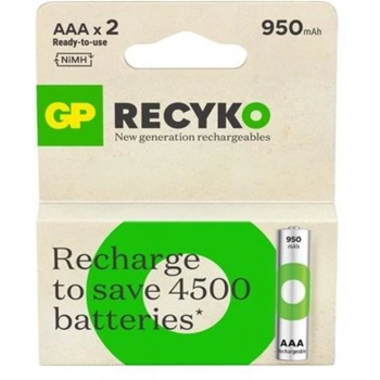 GP AAA 950 mAh Şarjlı İnce Kalem Pil 2li Paket GP100AAHCEMTR-2GB