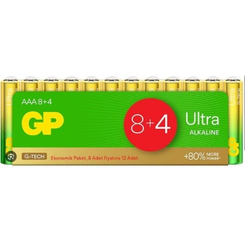 GP G-Tech LR03 AAA Boy Ultra Alkalin İnce Kalem Pil 12li Paket GP24AU-VS12