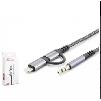 HADRON GJ-027 3.5MM TO TYPE-C + LIGHTNING KABLO AUX CAR SİYAH
