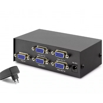 Hadron Hdx1278 4 Port Vga Splitter 200Mhz 1-In 4-Out Siyah
