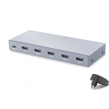 HADRON HDX1429 HDMI Splitter EDID 4K 60 Hz 1 Giriş 4 Çıkış Gri