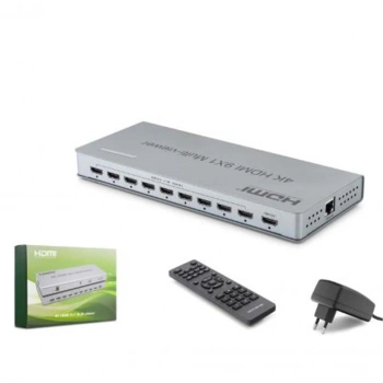 HADRON HDX1437 HDMI Multi Viewer Network Kontrollü Kumandalı 4K 30 Hz 9 Giriş 1 Çıkış Gri
