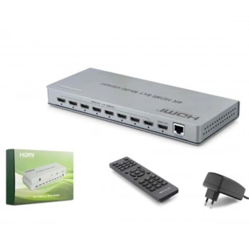 HADRON HDX1438 HDMI Multi Viewer Network Kontrollü Kumandalı 4K 30 Hz 8 Giriş 1 Çıkış Gri