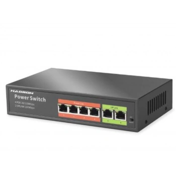 HADRON HDX1440 AI PoE Switch 4 Port 2 Uplink 45W Siyah