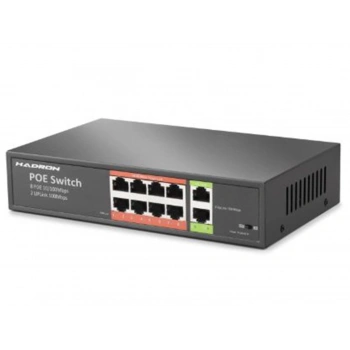 HADRON HDX1441 AI PoE Switch 8 Port 2 Uplink 65W Siyah