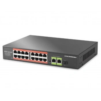 HADRON HDX1442 AI PoE Switch 16 Port 2 Uplink 1 SFP Gigabit 210W Siyah