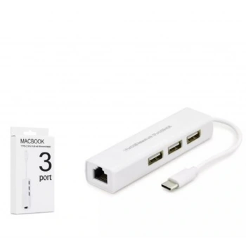 Hadron Hdx7007 Type-C Hub Combo 3-Usb + Lan Beyaz