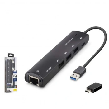 iETOP HDX7897 USB Type-C 3.2 Gen1 Combo Hub Gigabit LAN 4 Port 5 Gbps Siyah