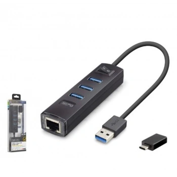 iETOP RJ4503 USB Type-C 3.2 Gen1 Combo Anahtarlı Hub Gigabit LAN 4 Port 5 Gbps Siyah