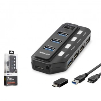 iETOP U332 USB Type-C 3.2 Gen1 Anahtarlı Hub 7 Port 5 Gbps Siyah
