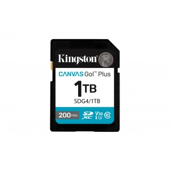 Kingston SDG4-1TB 1TB SDXC Canvas Go Plus Gen4 200MB-s C10 UHS-I U3 V30 Hafıza Kartı