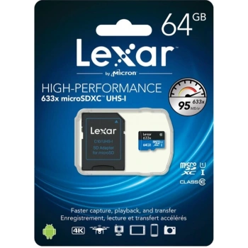 Lexar 64GB C10 A1 V30 U3  Hafıza Kartı + Adaptör