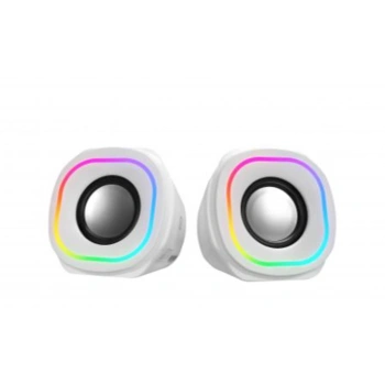 Mikado MD-180 2.0 3W-2 Beyaz RGB Aydınlatmalı USB + 3.5mm USB 5V Speaker Hoparlör