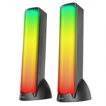 Mikado MD-183 2.0 3W-2 Bluetooth Siyah RGB Aydınlatmalı USB + 3.5mm USB 5V Speaker Hoparlör