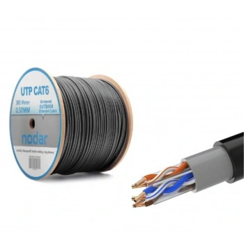 Nodar Nd2001 Utp Cat6 Dışmekan Kablo 23Awg Çift Pvc 4P- 1-0.57Mm Cca 305mt Siyah