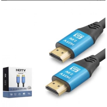 NODAR ND4054 HDMI 2.0 Kablo 4K 60 Hz OD 8.0 mm 15 m Siyah Mavi