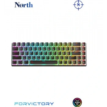 North Odin Pro WL68 LightCore Kablosuz Bluetooth RGB Red Switch Türkçe Siyah Mekanik Gaming Klavye