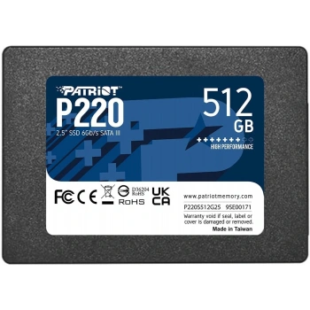 Patriot 512GB P220 550-500MB 2.5 Sata3 P220S512G25 Ssd Disk
