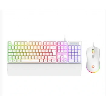 Rampage KM-RX7 FORTUNA V2 Gökkuşağı Aydınlatmalı USB Beyaz  Combo Q Gaming Klavye + 12800 dpi Mouse