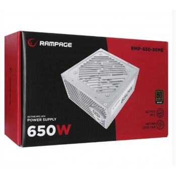 Rampage RMP-600-80P 600W 80Plus Bronze 12cm Fan Aktif PFC Beyaz Power Supply