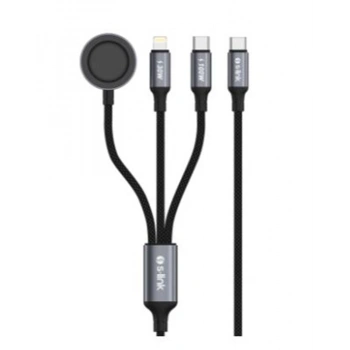 S-link Armor CLW-01 100W 1.2m Type-C to Type-C Lightning  Siyah Hızlı Şarj Kablosu