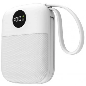 S-link MP110 10000mAh PD22.5W Type-C+Lightning Kablolu Beyaz  Pil Şarj Cihazı Powerbank