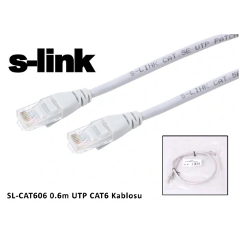 S-link SL-CAT606 cat6 0.60mt Gri Utp Patch Kablo