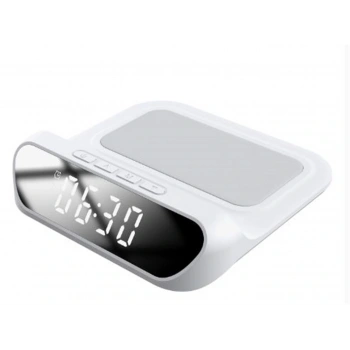 S-link SL-CW18 Beyaz Telefon Uyumlu 15W LCD Ekran Double Alarmli Kablosuz Şarj Cihazı