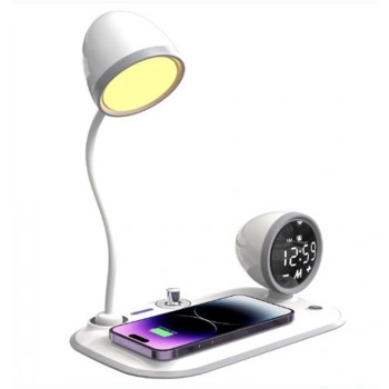 S-link SL-CW21 Beyaz Telefon Uyumlu Fast Şarj 15W Ayarlanabilir Led Işıklı  Masa Lambası