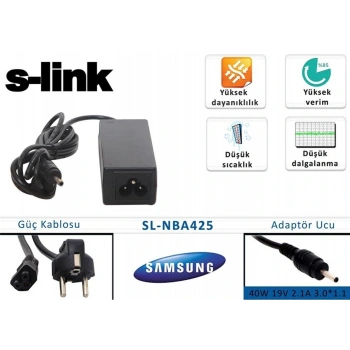 S-link SL-NBA425 40w 19v 2.1a 3.0-1.1 Samsung Notebook Adaptörü