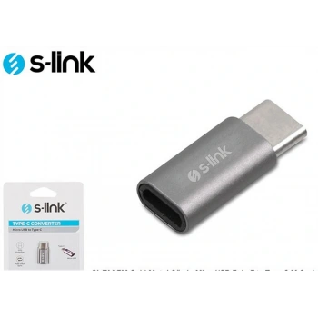 S-link SL-TA25M Gümüş Metal Gövde MicroUSB 5pin F to Type C M Çevirici