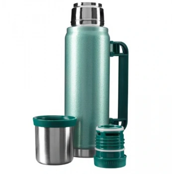 S-link SL-TM13 Yeşil Kumlama Boya 750ML Iç 304  Plastik Kulp Ve Portatif Paslanmaz Çelik Termos Kupa